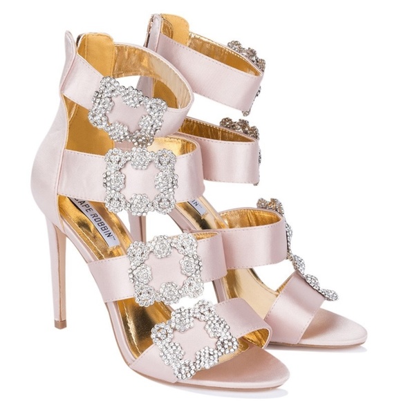 Cape Robbin Shoes - Cape Robbin Rhinestone Buckle Satin Open Toe Heel